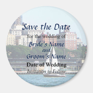 NY - Zeilboot tegen Manhattan Skyline Save Date Magneet