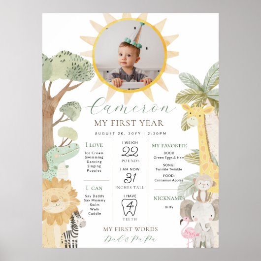 Nyala Safari Animals eerste verjaardag mijlpaal Poster (Voorkant)