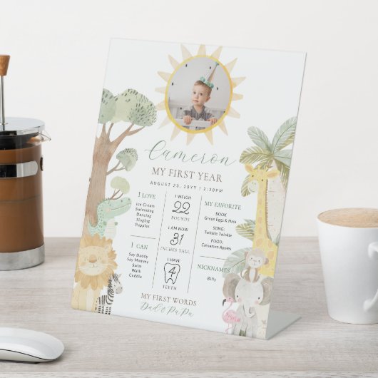 Nyala Safari Animals eerste verjaardag mijlpaal Reclamebord Met Voetstuk (Insitu)