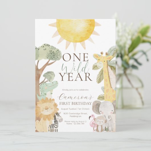 Nyala Safari Dieren Een Wild Jaar Eerste Verjaarda Kaart (Staand voorkant)