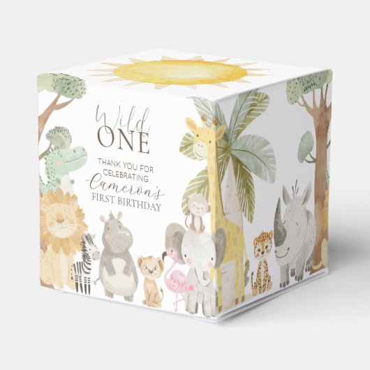 Nyala Safari Dieren Eerste Verjaardag Bedankdoosjes (Achterkant)