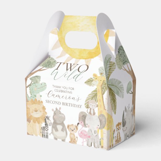 Nyala Safari Dieren Twee Wilde Tweede Verjaardag Bedankdoosjes (Achterkant)