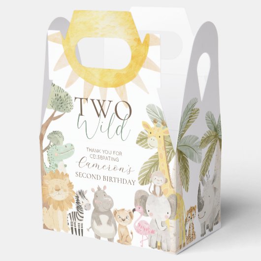 Nyala Safari Dieren Twee Wilde Tweede Verjaardag Bedankdoosjes (Geopend)