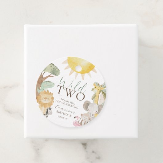 Nyala Safari Dieren Twee Wilde Tweede Verjaardag Bedankjes Labels (In situ)