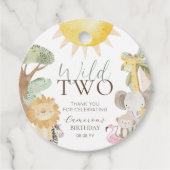 Nyala Safari Dieren Twee Wilde Tweede Verjaardag Bedankjes Labels (Voorkant)