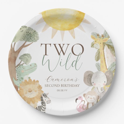 Nyala Safari Dieren Twee Wilde Tweede Verjaardag Papieren Bordje (Voorkant)
