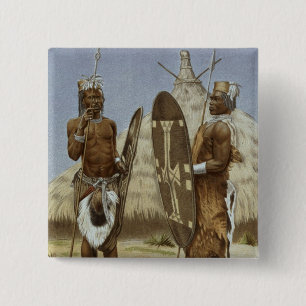 Nyam-nyam strijders uit de geschiedenis van de men vierkante button 5,1 cm