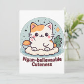 Nyan-believable Cuteness – Schattigee Kawaii Cat Kaart (Staand voorkant)