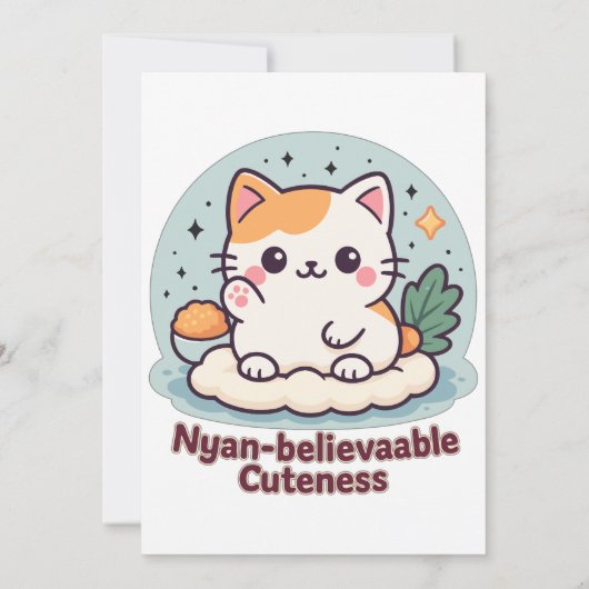 Nyan-believable Cuteness – Schattigee Kawaii Cat Kaart (Achterkant)