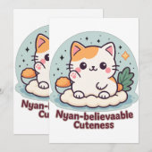 Nyan-believable Cuteness – Schattigee Kawaii Cat Kaart (Voorkant / Achterkant)