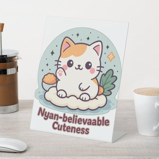 Nyan-believable Cuteness – Schattigee Kawaii Cat Reclamebord Met Voetstuk (Insitu)