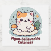 Nyan-believable Cuteness – Schattigee Kawaii Cat Sparkling Wijnetiket (Enkel label)