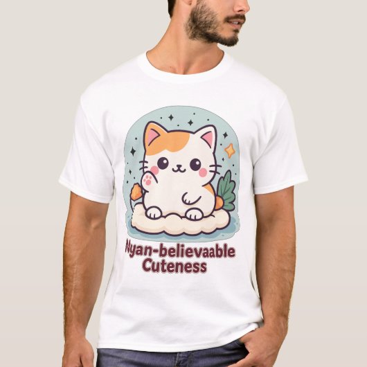 Nyan-believable Cuteness – Schattigee Kawaii Cat T-shirt (Voorkant)