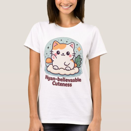 Nyan-believable Cuteness – Schattigee Kawaii Cat T-shirt (Voorkant)