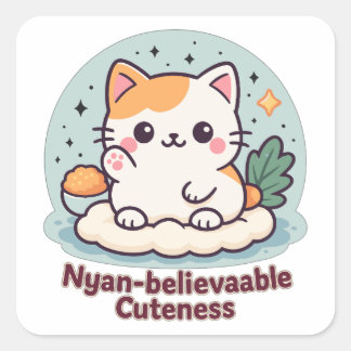 Nyan-believable Cuteness – Schattigee Kawaii Cat Vierkante Sticker