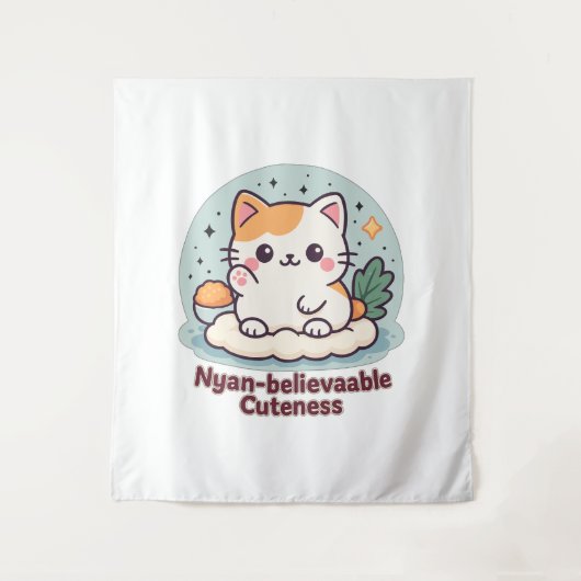 Nyan-believable Cuteness – Schattigee Kawaii Cat Wandkleed (Voorkant)