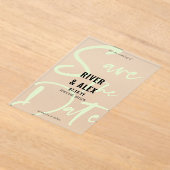 Nyanza Green Modern Script Bewaar de datum Acryl Uitnodigingen (Laagn)