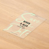 Nyanza Green Modern Script Save the Date Acryl Uitnodigingen (Laagn)