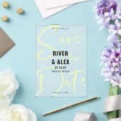 Nyanza Green Modern Script Save the Date Acryl Uitnodigingen (Insitu (Huwelijk))