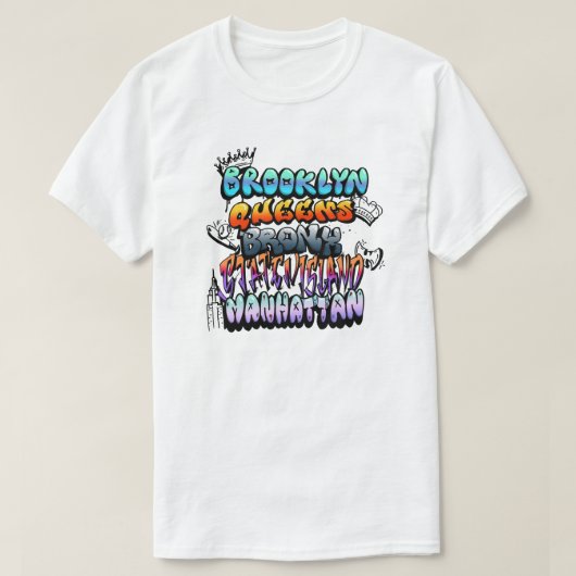 NYC 5 Boroughs Graffiti T-shirt (Design voorkant)