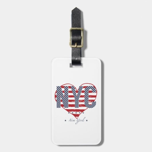 NYC American Flag Heart Bagagelabel (Voorkant verticaal)