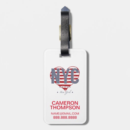 NYC American Flag Heart Bagagelabel (Achterkant verticaal)