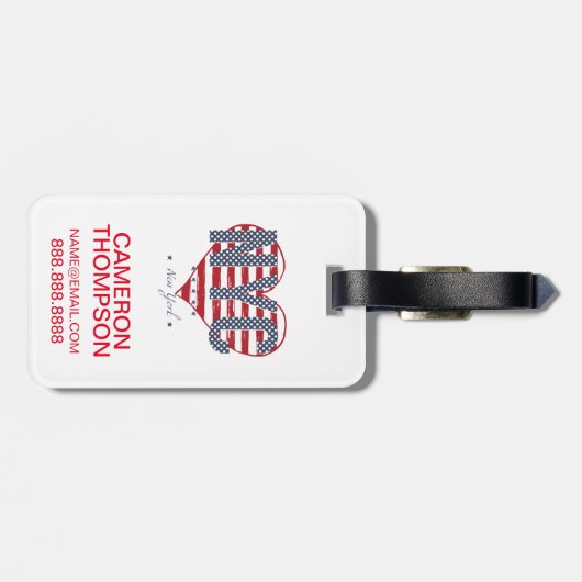 NYC American Flag Heart Bagagelabel (Achterkant horizontaal)