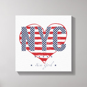 NYC American Flag Heart Canvas Afdruk