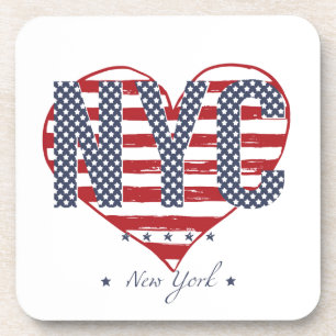 NYC American Flag Heart Drankjes Onderzetter