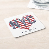 NYC American Flag Heart Kartonnen Onderzetters (Schuin)