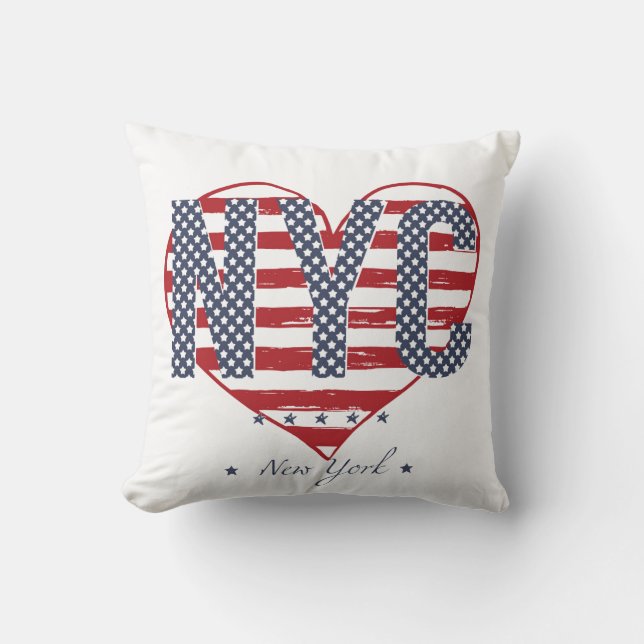 NYC American Flag Heart Kussen (Voorkant)