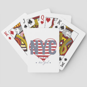 NYC American Flag Heart Pokerkaarten