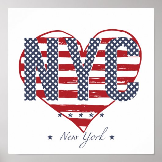 NYC American Flag Heart Poster (Voorkant)