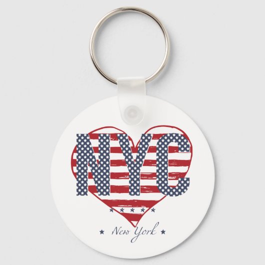 NYC American Flag Heart Sleutelhanger (Voorkant)