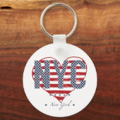 NYC American Flag Heart Sleutelhanger (Voorkant)