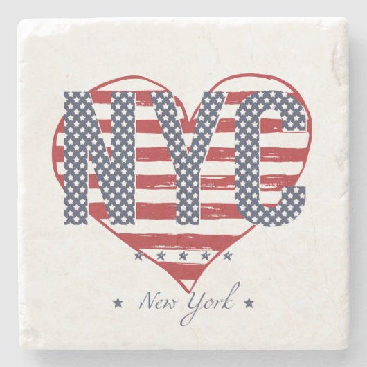 NYC American Flag Heart Stenen Onderzetter (Voorkant)