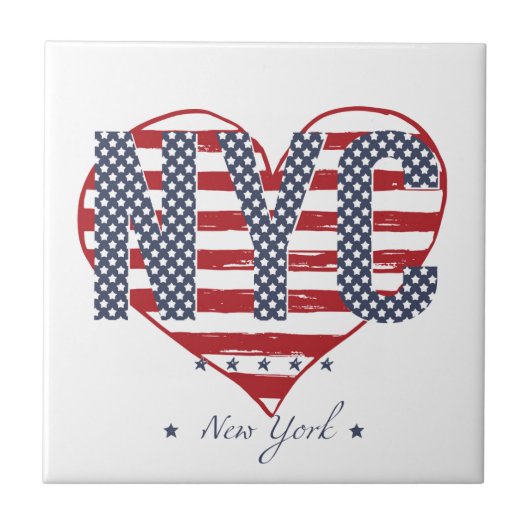 NYC American Flag Heart Tegeltje (Voorkant)