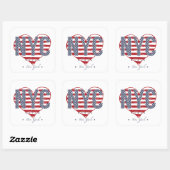 NYC American Flag Heart Vierkante Sticker (Vel)
