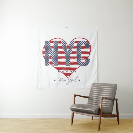 NYC American Flag Heart Wandkleed (In Situ (horizontaal))