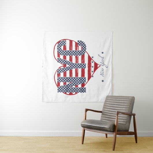 NYC American Flag Heart Wandkleed (In situ)