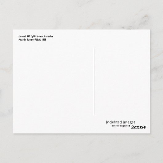 NYC Automat Foto van Berenice Abbott Briefkaart (Achterkant)