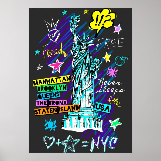 NYC-beeld van de vrijheidsreistedkunst Poster (Voorkant)