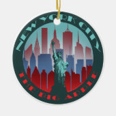 NYC Big Apple-ronde Keramisch Ornament (Voorkant)