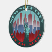 NYC Big Apple-ronde Keramisch Ornament (Links)
