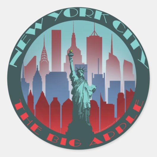 NYC Big Apple ronde Ronde Sticker (Voorkant)