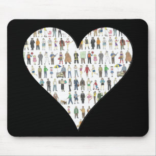 NYC Black Heart New York City People Mousepad Muismat