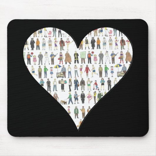 NYC Black Heart New York City People Mousepad Muismat (Voorkant)