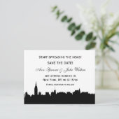 NYC Black Wide Skyline Silhouet #2 Bewaar de datum Aankondigingskaart (Staand voorkant)
