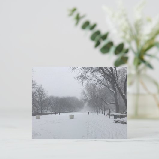 NYC Blizzard Upper West Side Riverside Park Sneeuw Briefkaart (Staand voorkant)