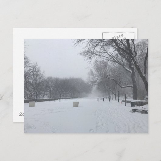 NYC Blizzard Upper West Side Riverside Park Sneeuw Briefkaart (Voorkant / Achterkant)